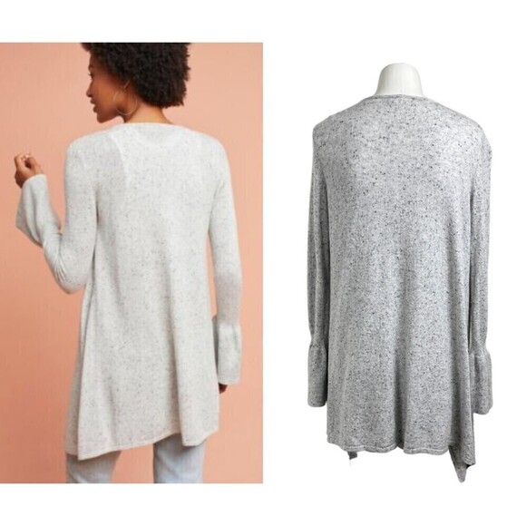 Moth Lyra Women Size S Wool Cashmere Speckled Gray Bell Sleeve Cardigan Sweater - Picture 16 of 16